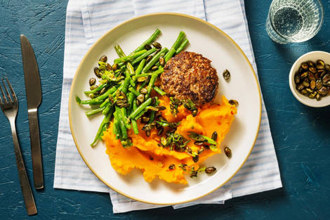 Steak haché et purée de patate douce relevée