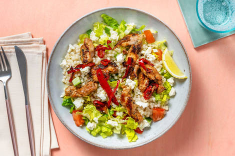 Salade grecque et émincé de poulet