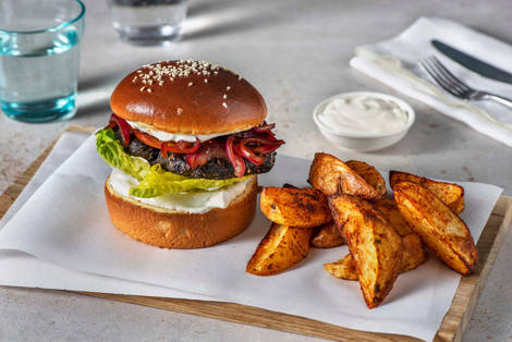 Burger mit selbst gemachtem Champignon-Patty