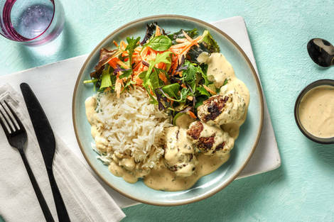 Rinderhack-Röllchen in Kräuter-Frischkäse-Soße