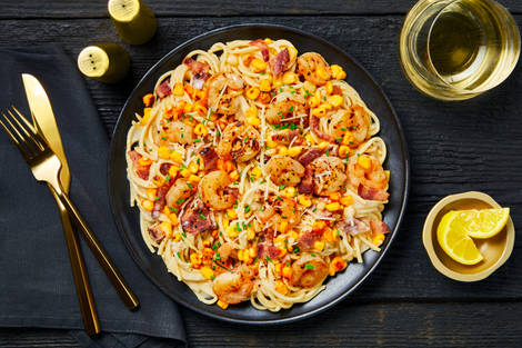 Creamy Shrimp & Bacon Spaghetti