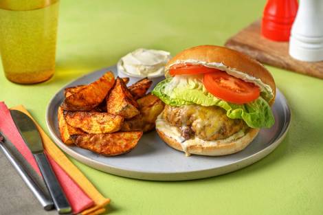 Cheeseburger mit verstecktem Gemüse