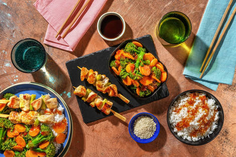 Kip yakitori met zoete sojasaus en gomasio