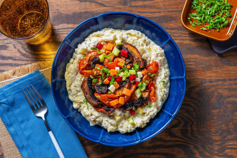 Risotto aus Blumenkohlreis mit smoky Portobello