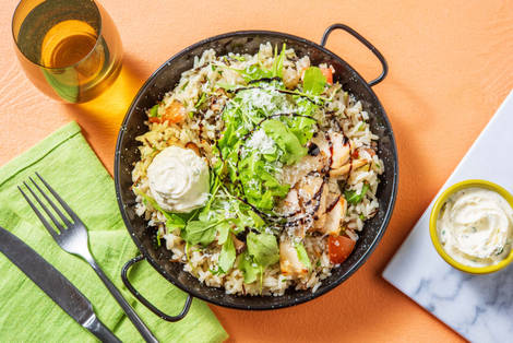 Wildreispfanne mit Kräuterseitlingen & Rucola