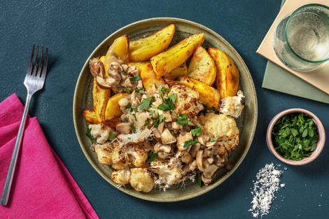 Chou-fleur rôti et sauce aux champignons