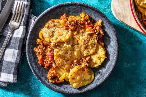 Gratin de poireau & viande hachée épicés à l'italienne