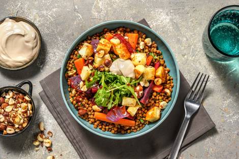 Linsensalat mit Halloumi und Roter Beete