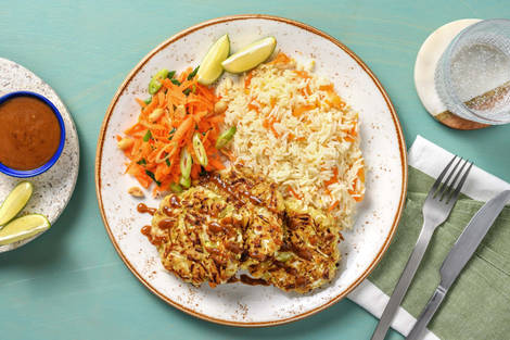 Spitzkohlbratlinge mit Teriyaki-Erdnuss-Soße