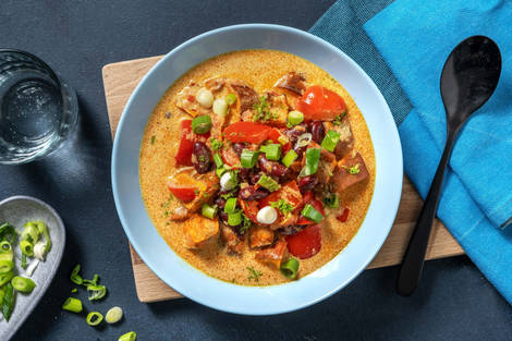 Zoete-aardappelsoep met kokosmelk