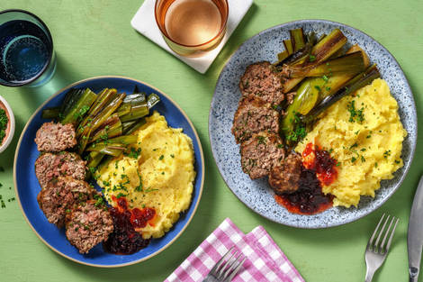 Kruidig gehaktbrood met aardappelpuree