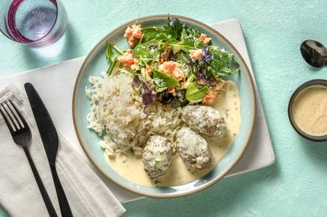 Rinderhack-Röllchen in Kräuter-Sahne-Soße