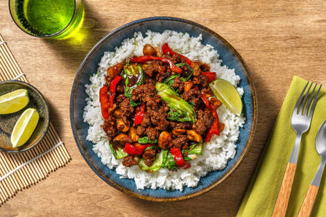 Asiatisches Rinderhackfleisch mit Pak Choi