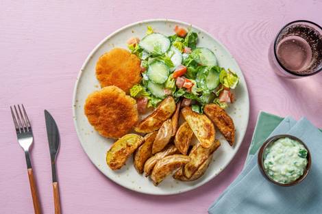 Handgemachte Fish Cakes mit Zaziki