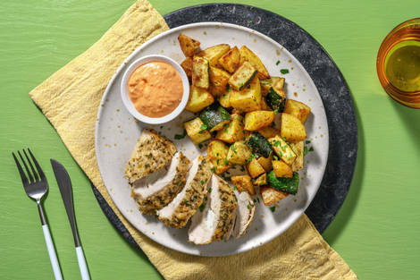 Gratinierte Hähnchenbrust mit Hirtenkäsefüllung