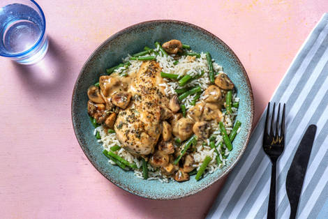 Gekruide kipfilet met champignonroomsaus