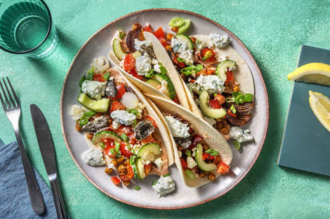 Griechische Tacos mit Kichererbsen und Zaziki