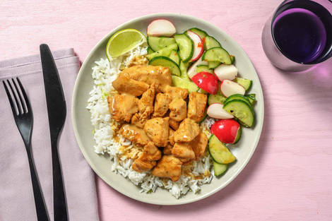 Limettenreis Bowl mit spicy Garlic Chicken