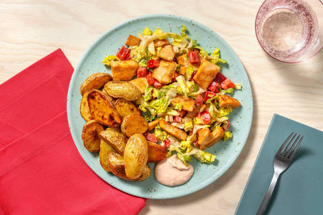 Thousand Island Salad mit veganen Filetstücken
