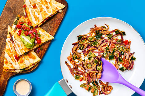 One-Pan Rajas Quesadillas