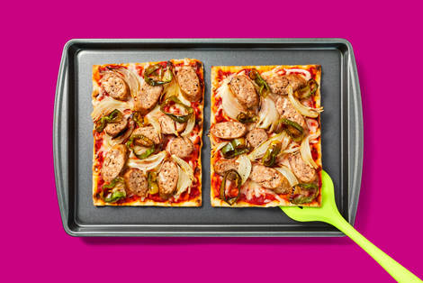 Sheet Pan Sausage & Pepper Flatbreads