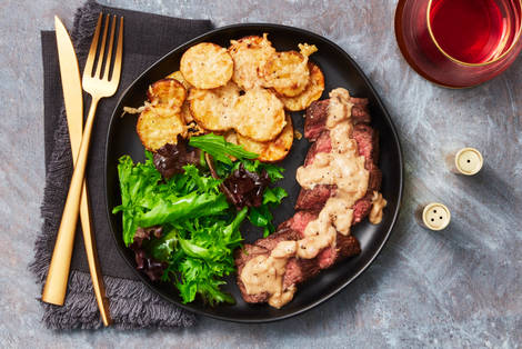 Bavette Steak & Sherry Shallot Sauce