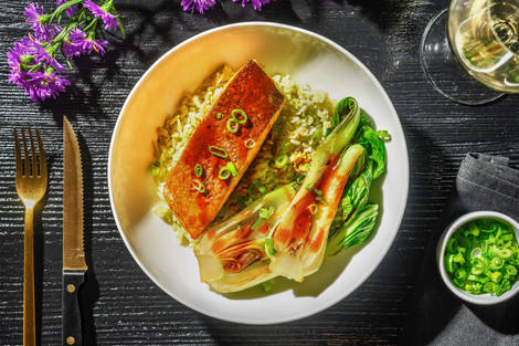 Sweet & Spicy Salmon Bowl! mit Baby Pak Choi