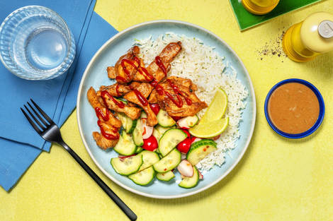 Limettenreis-Bowl mit spicy Garlic Chicken