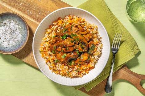 Vegetarisches Stroganoff mit Portobello