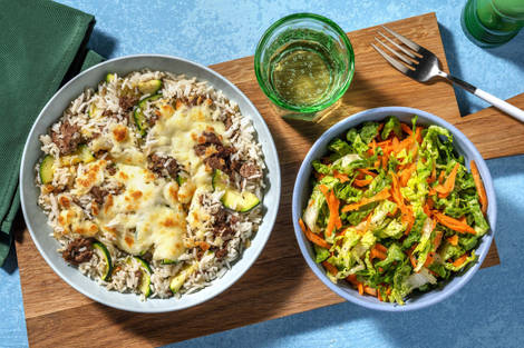 Gratinierter Rinderhack-Reis-Auflauf