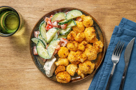 Panierter Blumenkohl mit Kräuterdip