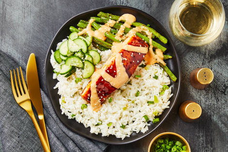 Soy-Glazed Salmon with Rice