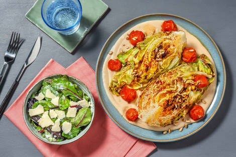 Ofen-Spitzkohl mit Butterbohnenpüree