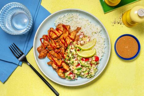 Limettenreis Bowl mit spicy Garlic Chicken