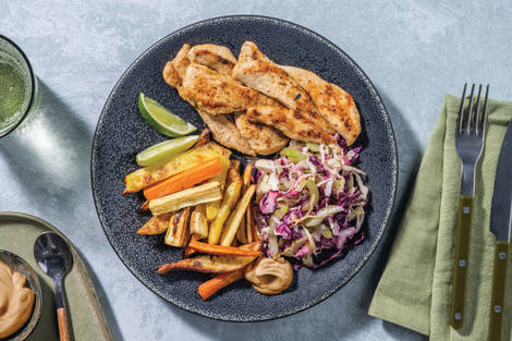 Quick Tex-Mex Baked Chicken & Zesty Veggie Fries
