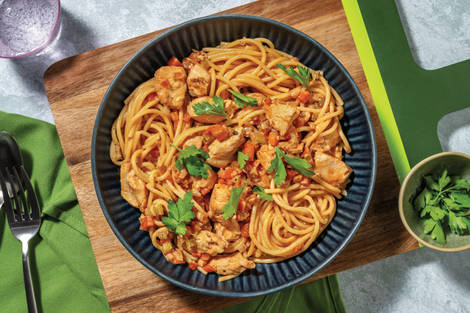 Easy Creamy Chicken & Tomato Spaghetti