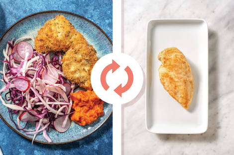 Easy Parmesan Chicken Schnitzels & Capsicum Relish