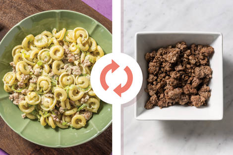 Creamy Beef & Basil Pesto Penne