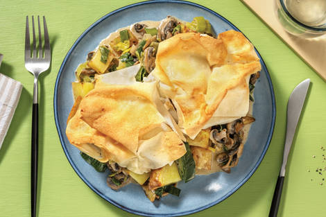 Easy Bacon & Mushroom Filo Pie