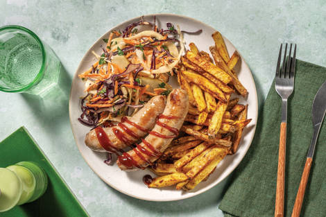 Easy Herby Pork Sausages & Creamy Slaw