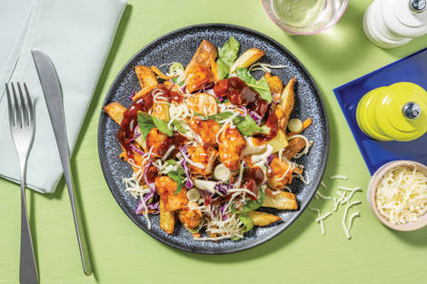 Easy BBQ Chicken & Slaw Loaded Fries