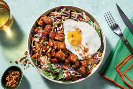 Sticky Plum Sauce Tofu Slaw Bowl
