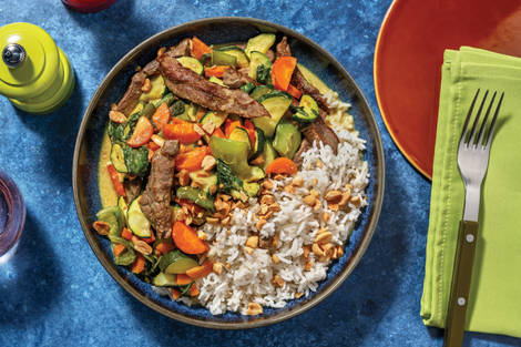 Easy Malaysian Beef & Roast Veggie Curry