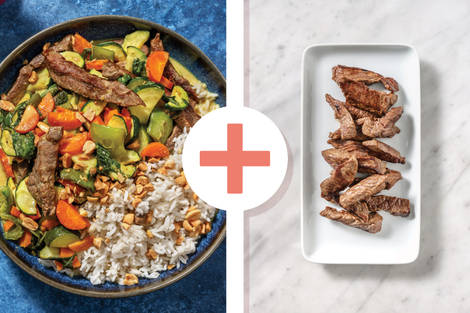 Easy Double Malaysian Beef & Roast Veggie Curry