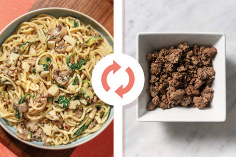 Easy Creamy Beef & Mushroom Spaghetti