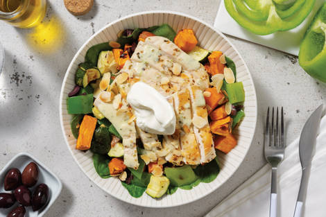 Mediterranean Chicken & Veggie-Olive Toss