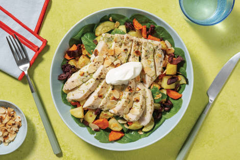 Mediterranean Chicken & Veggie-Olive Toss