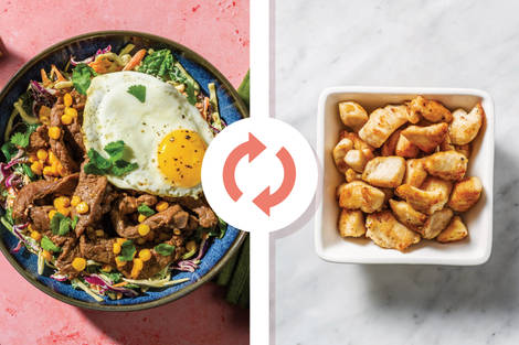 Easy Korean Chicken, Corn & Slaw Bowl