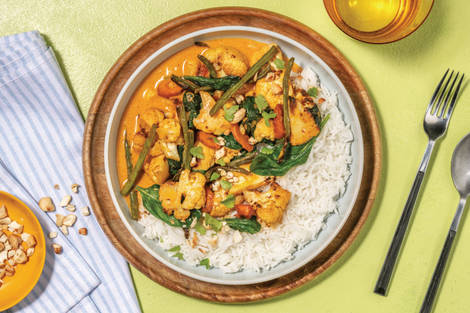 Sri Lankan Roast Veggie Curry & Garlic Rice