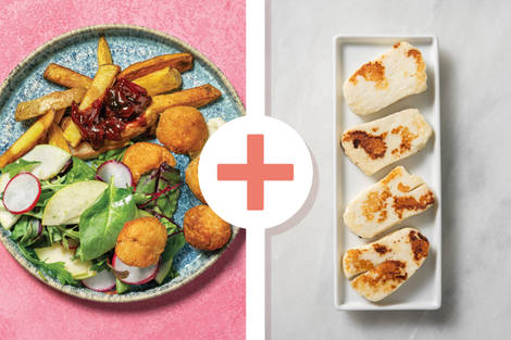 Crispy Spiced Falafels, Haloumi & Baked Fries